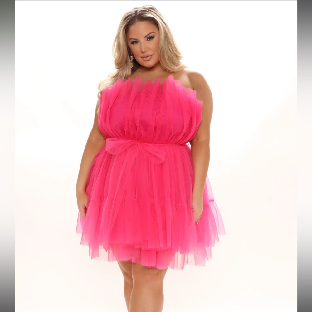 Exclusive Tulle Mini Dress - Hot Pink